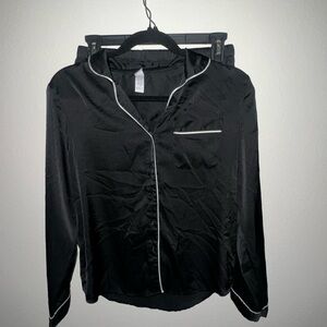 Stars Above Black Satin Pajama Set